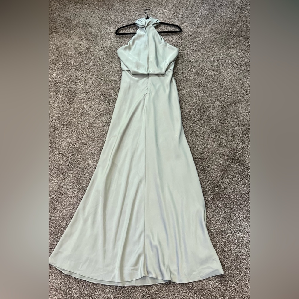 ASOS Sage Green Halter Dress, Peephole Back, Worn Once! Size US 4 
Retail $180 - Picture 6 of 12